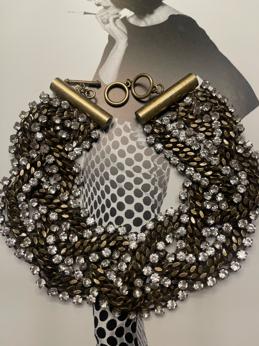 Banana Republic Chunky Collar Crystal-Embellished Bronze Chain Necklace